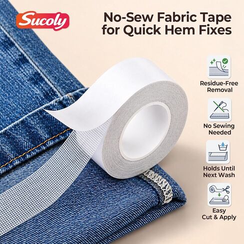 Hemming Tape for Pants, No-Sew No-Iron Double-Sided Fabric Tape in Kuwait