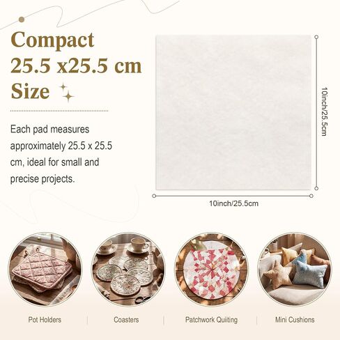 40 Pack 10 x 10 Inch Cotton Batting Squares for Quilting, 200 GSM in Kuwait