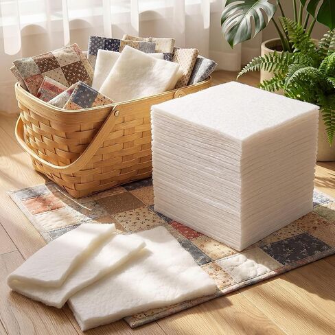 40 Pack 10 x 10 Inch Cotton Batting Squares for Quilting, 200 GSM in Kuwait