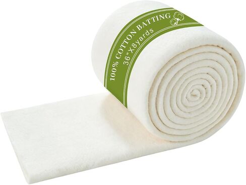 QSTEHEML Natural Cotton Batting for Quilting 36" x 5 Yards, Quilt Batting for Sewing, Lightweight Batting Fabric for Potholders & Handmade Quilts & DIY Projects, Microwave Safe for Bowl Cozies in Kuwait
