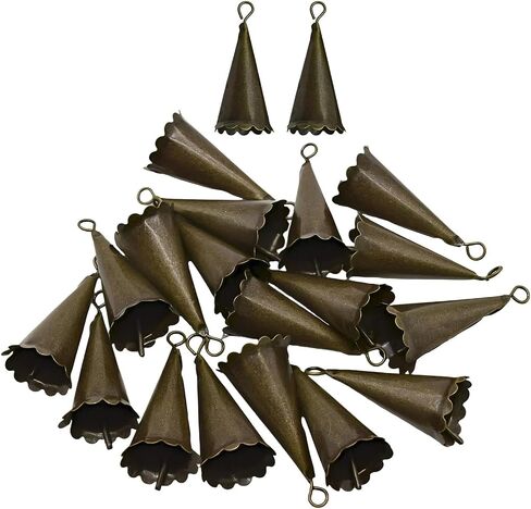 20 PCS Small Witch Bells with Floral Border, Vintage Bronze Craft Bell for Garden Door Hanging Wind Chimes Car Christmas in Kuwait