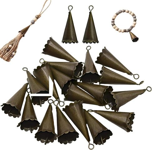 20 PCS Small Witch Bells with Floral Border, Vintage Bronze Craft Bell for Garden Door Hanging Wind Chimes Car Christmas in Kuwait
