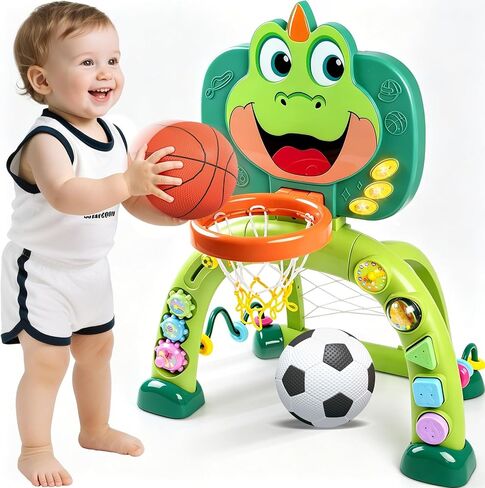 1-2 Year Old Boys Sport Play Set Basketball Hoop & Soccer Goal Toy in Kuwait