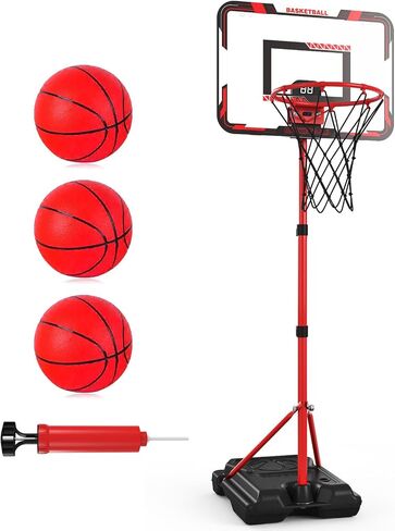 Nattork Kids Basketball Hoop, Adjustable Height Toddler Basketball Hoop Stand, Indoor Outdoor Basketball Goal Toy for Boys Girls Ages 3~8 Years Old, Includes 3 Balls, Ideal for Birthday Gift in Kuwait