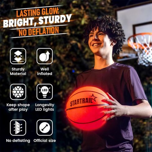 Light-Up Basketball | Glow in the Dark LED Ball Size 7, Official Size & Weight | Glowing, Lighted Sports Gift for Kids & Youth | Coolest Things for Boys & Girls | Toys for 8+ Year Old Kids in Kuwait