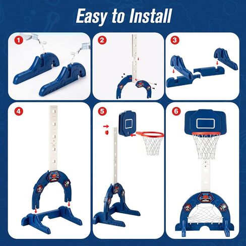 Toddler Basketball Hoop with Soccer Goal, Golf Game, Adjustable Height in Kuwait
