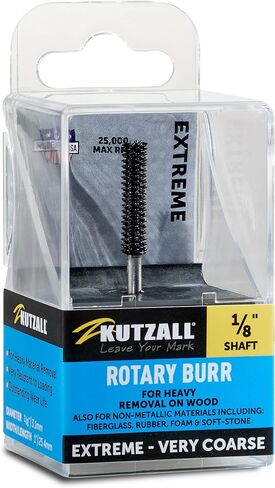 Kutzall Original Cylinder Rotary Burr, 1⁄8" Shaft, Coarse - Woodworking Attachment for Dremel, Foredom, DeWalt, Milwaukee. Abrasive Tungsten Carbide, 1⁄8" (3.1mm) Dia. X 7⁄8" (22.2mm) Length, C-18-E in Kuwait