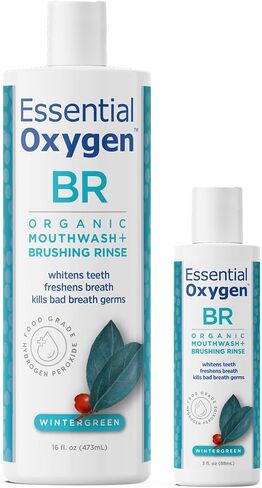 غسول تنظيف عضوي معتمد من Oxygen BR، غسول فم طبيعي بالكامل لأسنان أكثر بياضًا ونفسًا منعشًا ولثة أكثر سعادة، العناية بالفم الخالية من الكحول، Wintergreen، مجموعة من قطعتين، 16 أونصة in Kuwait