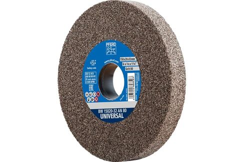 PFERD 61771 Bench Grinding Wheel, Aluminum Oxide, 10" Diameter, 1" Thick, 1-1/4" Arbor Hole, 60 Grit, 2485 Maximum RPM in Kuwait