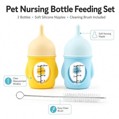 Kitten Bottles for Nursing, 2Pack Feeding Bottle for Puppy Milk, with Brush in Kuwait