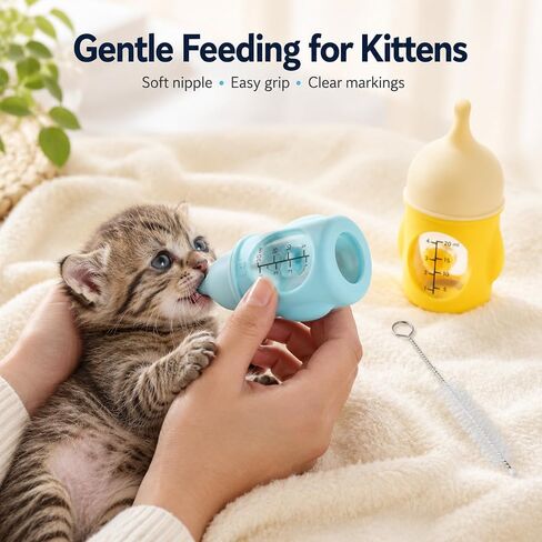 Kitten Bottles for Nursing, 2Pack Feeding Bottle for Puppy Milk, with Brush in Kuwait