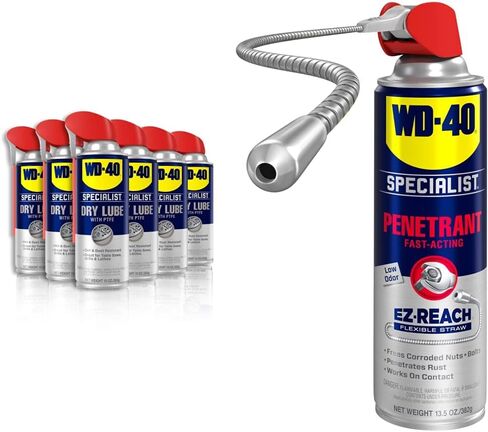 التشحيم الجاف المتخصص WD-40 مع بخاخات القش الذكية بطريقتين، 10 أونصة [6 عبوات] in Kuwait