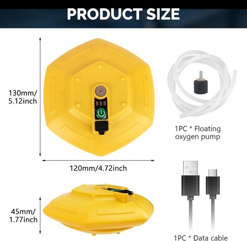 Floating and Rechargeable Bait Bucket Aerator, IPX7 Waterproof Aquarium Air Pump with Type-C Charging, Portable Bubbler for Live Minnows, Fish Tank, Outdoor Fishing in Kuwait