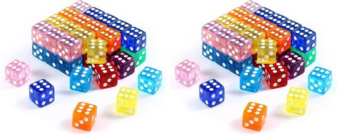 Yinsun 40pcs 16mm Colored Dice Set, 6 Sided Dice - 8 Translucent Colors in Kuwait