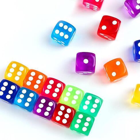 50 Pieces Dice Set 6 Sided 10 Colours Spot Dices with Box 16mm Round Corner in Kuwait