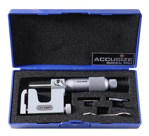 أدوات Accusize الصناعية 0-1 بوصة × 0.0001 بوصة ميكرومتر متعدد السندان في صندوق مناسب، P101-S100 in Kuwait