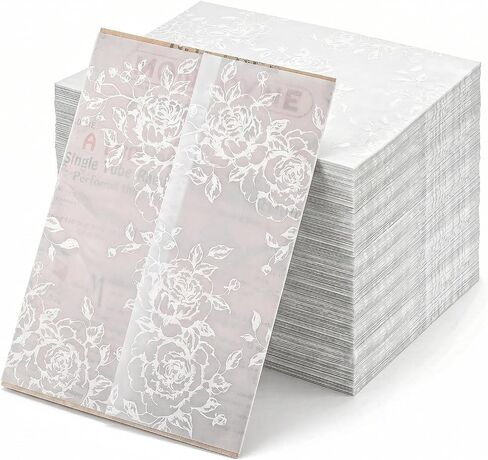 KongTiva 100 Pcs Vellum Jackets for 5x7 Invitations, Pre-Folded Paper Envelope Inserts, White Flower Wedding Invitation Accessories Kit Transparent Sleeves for Bridal Shower Envelope Inserts Liners in Kuwait
