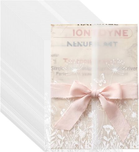 KongTiva 100 Pack Vellum Jackets for 5x7 Invitations, Pre-Folded Vellum Paper Translucent Wedding Invitation Accessories Kit Envelope Inserts Liners for Bridal Shower Birthday Mother (Wildflower) in Kuwait