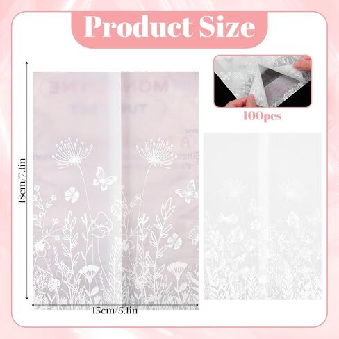 KongTiva 100 Pack Vellum Jackets for 5x7 Invitations, Pre-Folded Vellum Paper Translucent Wedding Invitation Accessories Kit Envelope Inserts Liners for Bridal Shower Birthday Mother (Wildflower) in Kuwait