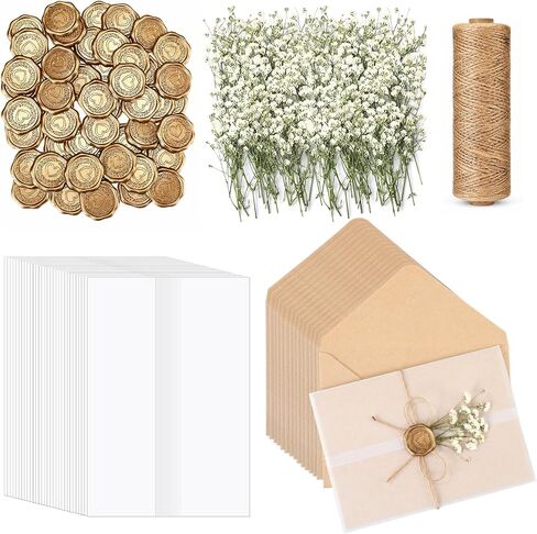 Dunzoom 50 Sets Wedding Invitations Wraps Set Vellum Jackets for for 5x7 in Kuwait