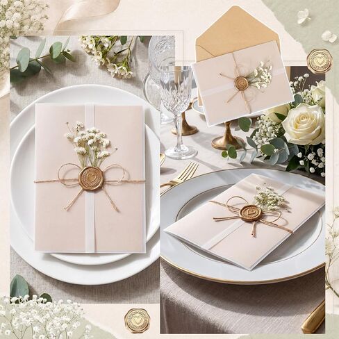 Dunzoom 50 Sets Wedding Invitations Wraps Set Vellum Jackets for for 5x7 in Kuwait