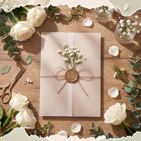 Dunzoom 50 Sets Wedding Invitations Wraps Set Vellum Jackets for for 5x7 in Kuwait