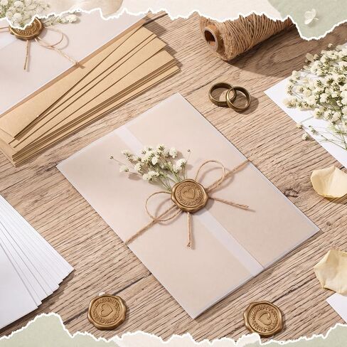 Dunzoom 50 Sets Wedding Invitations Wraps Set Vellum Jackets for for 5x7 in Kuwait