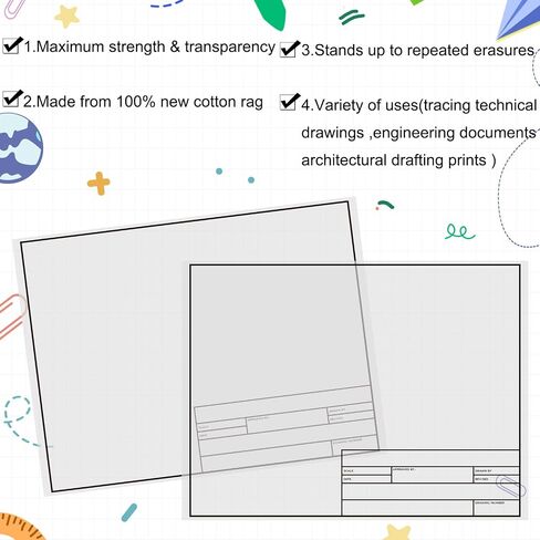 Geyee 10 Sheets Architectural Vellum Paper 18 x 24 Inches Drafting Paper in Kuwait