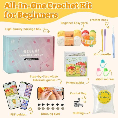 Crochet Kit for Beginners 3 PCS Duck Animal Crochet Set, Ideal Crochet Gift in Kuwait