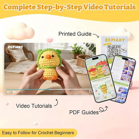 Crochet Kit for Beginners 3 PCS Duck Animal Crochet Set, Ideal Crochet Gift in Kuwait