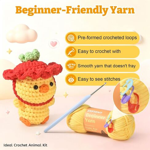 Crochet Kit for Beginners 3 PCS Duck Animal Crochet Set, Ideal Crochet Gift in Kuwait