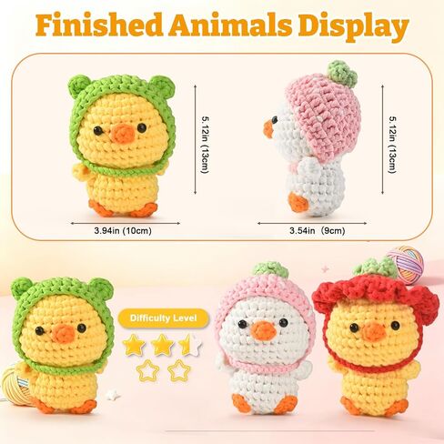 Crochet Kit for Beginners 3 PCS Duck Animal Crochet Set, Ideal Crochet Gift in Kuwait