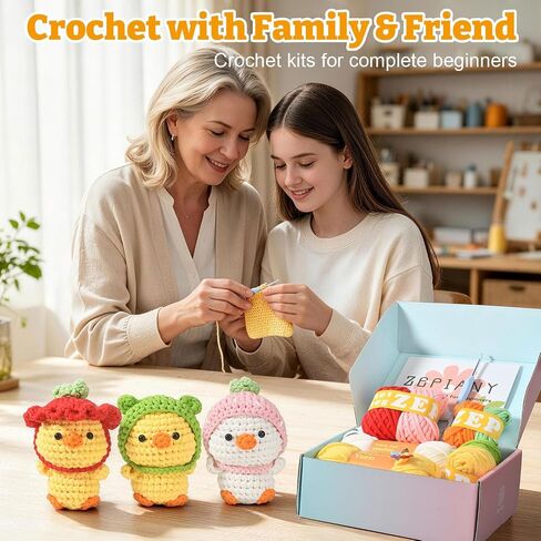 Crochet Kit for Beginners 3 PCS Duck Animal Crochet Set, Ideal Crochet Gift in Kuwait