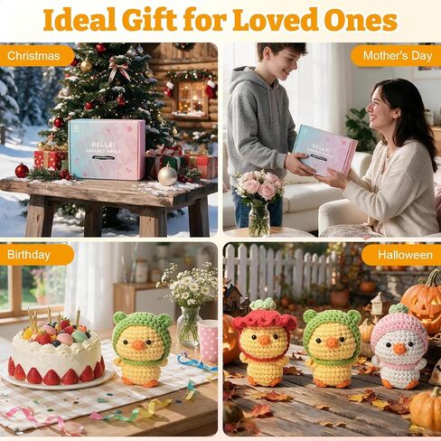 Crochet Kit for Beginners 3 PCS Duck Animal Crochet Set, Ideal Crochet Gift in Kuwait