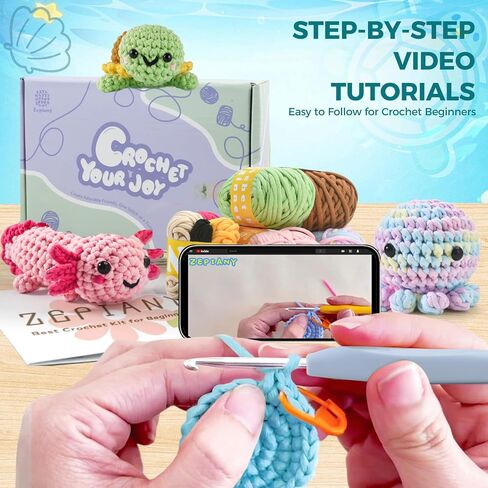 Zummipals Crochet Kit for Beginners Crochet Set w Step-by-Step Video Guides in Kuwait