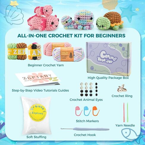 Zummipals Crochet Kit for Beginners Crochet Set w Step-by-Step Video Guides in Kuwait