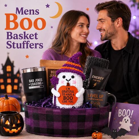 Halloween Boo Basket Stuffers for Him Men Crochet Gohst Gifts Fall Basket in Kuwait