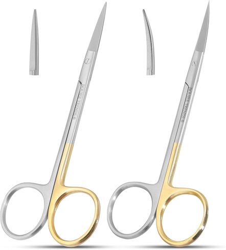 BOUJEE IRIS Scissor, Gum Scissors, Suture Scissors Eye/Dental Scissors Supercut one blade serrated Two pieces Stainless Steal Iris Scissors, Straight & Curved in Kuwait
