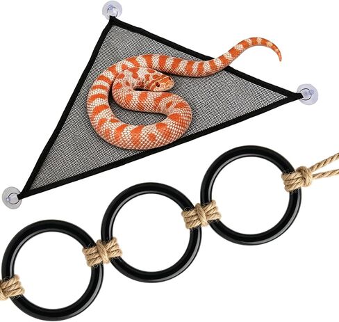Snake Enrichment Toys Ball with Hammock, DIY Snake Climbing Toys with Hammock, Reptiles Climbing Toy Hammocks for Ball Pythons, Corn Snakes, Bearded Dragons, Geckos (Black) in Kuwait