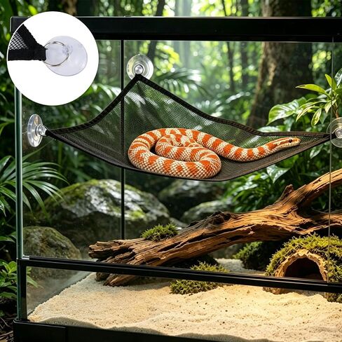 Snake Enrichment Toys Ball with Hammock, DIY Snake Climbing Toys with Hammock, Reptiles Climbing Toy Hammocks for Ball Pythons, Corn Snakes, Bearded Dragons, Geckos (Black) in Kuwait