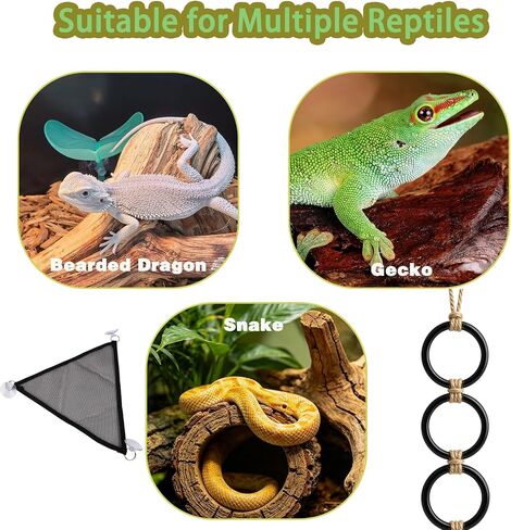 Snake Enrichment Toys Ball with Hammock, DIY Snake Climbing Toys with Hammock, Reptiles Climbing Toy Hammocks for Ball Pythons, Corn Snakes, Bearded Dragons, Geckos (Black) in Kuwait