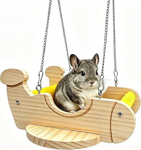 Chinchilla Toys Wooden Hammock Airplane Swing Hanging Perch Cage in Kuwait