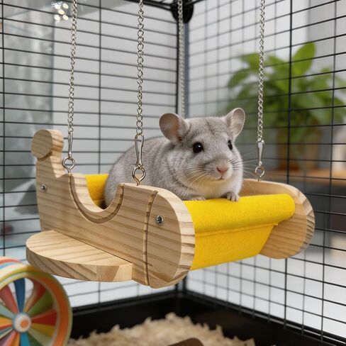 Chinchilla Toys Wooden Hammock Airplane Swing Hanging Perch Cage in Kuwait