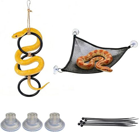 Snake Enrichment Toys Ball with Hammock,Reptile Climbing Hammock Toy,Snake Climbing Toy for Small Ball Python Corn Snake,Python Playground Climbing Toys (Black) in Kuwait