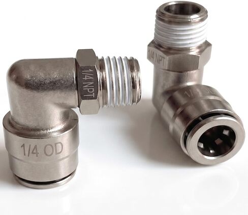 Utah Pneumatic Push To Connect Fittings 1/4 Inch Od 1/4" Npt Swivel Elbow Air Line Fittings Nickel-plated Brass Pneumatic 90 Degree Air Fitting Union Fitting Pneumatic Connectors Pl-1/4-n2(5 Pack) in Saudi Arabia