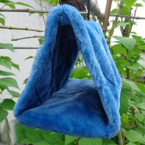 Vktech® Plush Snuggle Bird Hammock Hanging Snuggle Cave Happy Hut Bird Parrot Hideaway Size M (23.5 * 22cm) (Blue) in Kuwait