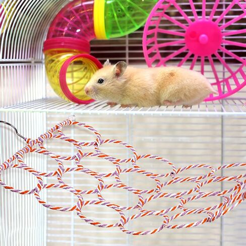 Yopay 4 Pack Parrot Bird Swing Hanging Toys, Rat Climbing Ladder Rope Perch, Net Toy for Cage, Mouse, Mice, Parakeets Cockatiels Conures Lovebirds, Multiple Purpose Scarf Hanger in Kuwait
