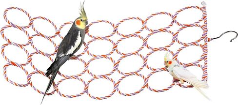 Yopay 4 Pack Parrot Bird Swing Hanging Toys, Rat Climbing Ladder Rope Perch, Net Toy for Cage, Mouse, Mice, Parakeets Cockatiels Conures Lovebirds, Multiple Purpose Scarf Hanger in Kuwait