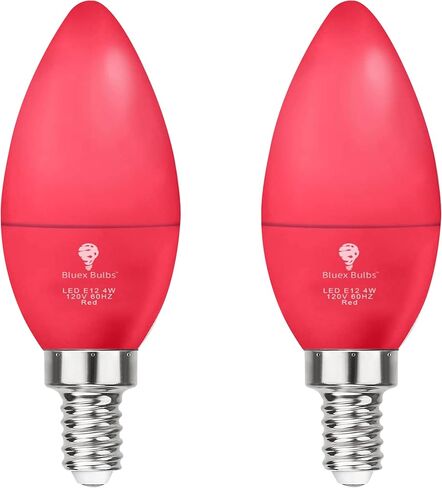 2 حزمة لمبة إضاءة أرجوانية على شكل شمعة LED من BlueX - 4 وات (ما يعادل 40 وات) - لمبة LED أرجوانية بقاعدة E12، ديكور الحفلات، الشرفة، إضاءة المنزل، إضاءة العطلات، مصابيح الثريا، مصابيح الشمعدانات in Kuwait