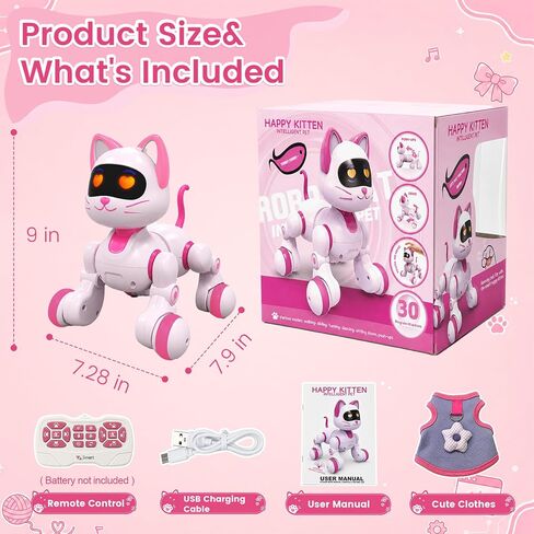 Robot Cat Toy for Kids, Pink Remote Control Robot Cat, Interactive Pet in Kuwait
